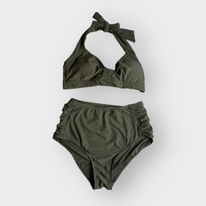 Daily Lookbook Store Olive Green Halter Bikini